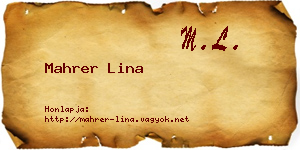 Mahrer Lina névjegykártya